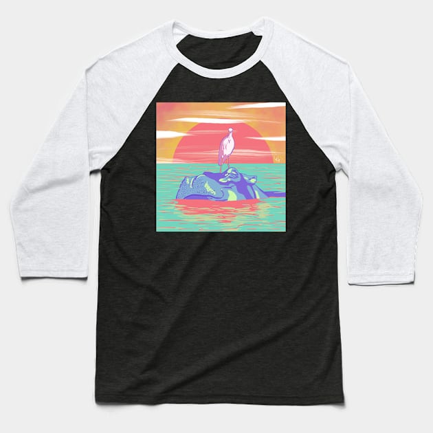 Happy happy hippo Baseball T-Shirt by Créa'RiBo